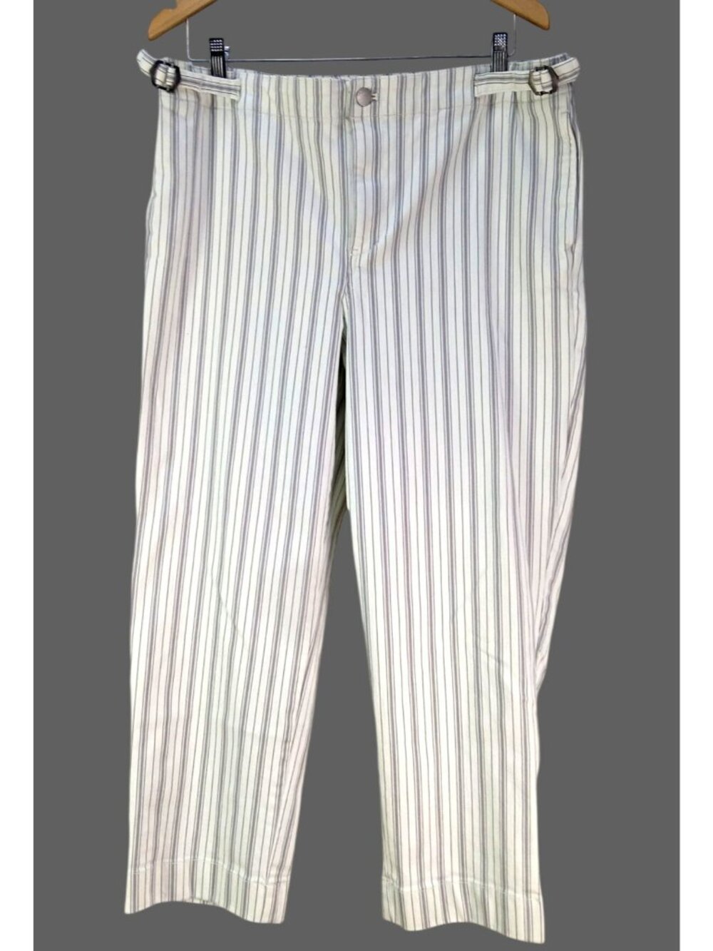Talbots Womens Striped Capri Pants Size 14 Waist Tab Straight Ankle Jeans Hillsi - Picture 2 of 13